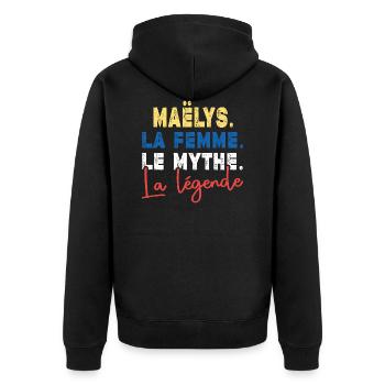 MAËLYS La Femme Le Mythe La Légende Cadeau Humour - Veste à capuche bio Premium Unisexe - noir - Dos - Nico (187cm)