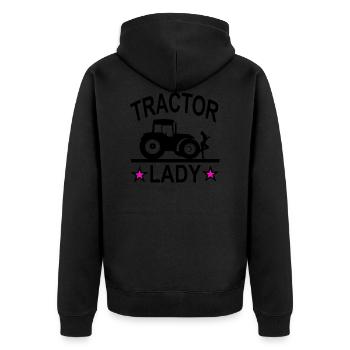 Traktor - Unisex Premium Bio Zip Hoodie - Schwarz - Hinten - Nico (187cm)