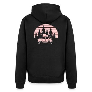Der Weg ist das Ziel Roadtrip Reisen Urlaub Campen - Unisex Premium Bio Zip Hoodie - Schwarz - Hinten - Nico (187cm)