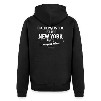 Thalheim Erzgebirge - Unisex Premium Bio Zip Hoodie - Schwarz - Hinten - Nico (187cm)