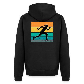 Endurance Athlete Vintage Gym Fitness Runner - Unisex Premium Organic Zip Hoodie - black - Back - Nico (187cm)