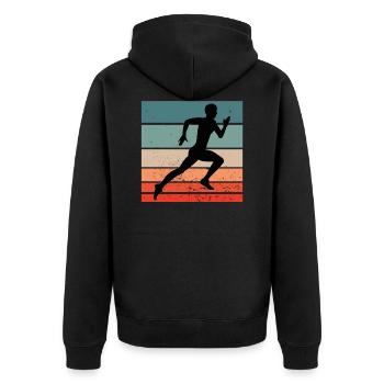Retro Endurance Sports Fan Marathon Trainings - Unisex Premium Organic Zip Hoodie - black - Back - Nico (187cm)