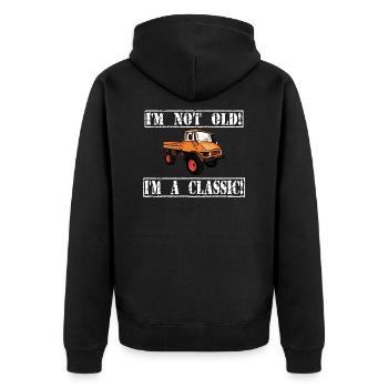 Je ne suis pas vieux - Je suis un classique / Unimog - Veste à capuche bio Premium Unisexe - noir - Dos - Nico (187cm)