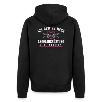 Ich besitze mehr Angelausrüstung als Schuhe - Unisex Premium Bio Zip Hoodie - Schwarz - Hinten - Nico (187cm)