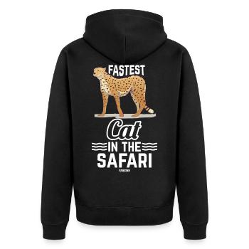 Chat le plus rapide du safari - Veste à capuche bio Premium Unisexe - noir - Dos - Nico (187cm)