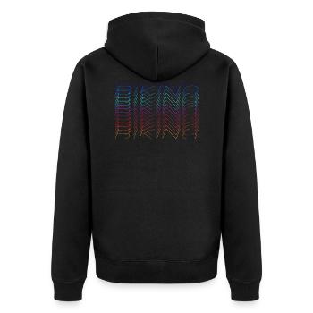 Schriftzug Biking - Unisex Premium Bio Zip Hoodie - Schwarz - Hinten - Nico (187cm)