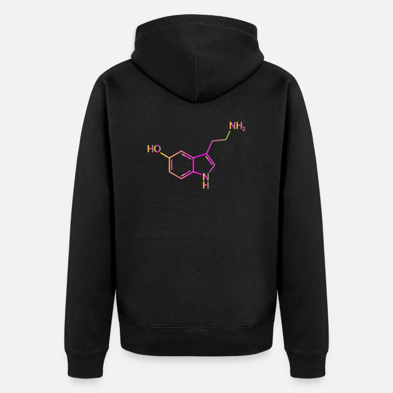 Molécule de sérotonine Chimie Bonheur Idée cadeau - Veste à capuche bio Premium Unisexe - noir