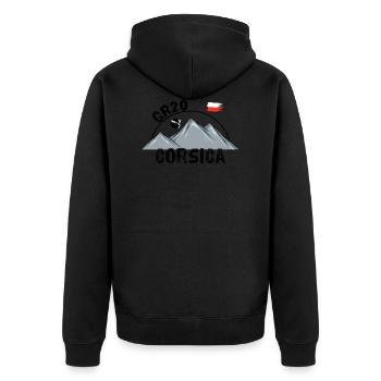 GR20 Corse Sentier de Grande Randonnée N20 Corsica - Veste à capuche bio Premium Unisexe - noir - Dos - Nico (187cm)