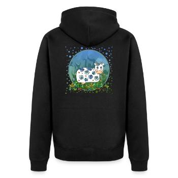 Cow - Unisex Premium Organic Zip Hoodie - black - Back - Nico (187cm)