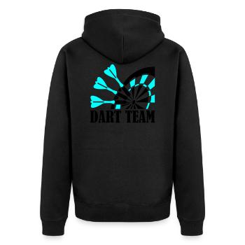 dart team - Unisex Premium Bio Zip Hoodie - Schwarz - Hinten - Nico (187cm)
