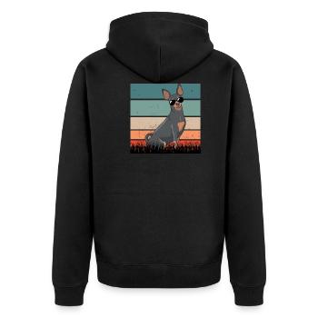 Iconic Rehpinscher Vintage Motif Pinscher Gassi - Unisex Premium Organic Zip Hoodie - black - Back - Nico (187cm)