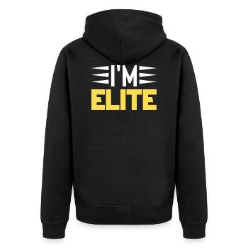 I´m Elite (gelb) - Unisex Premium Bio Zip Hoodie - Schwarz - Hinten - Nico (187cm)
