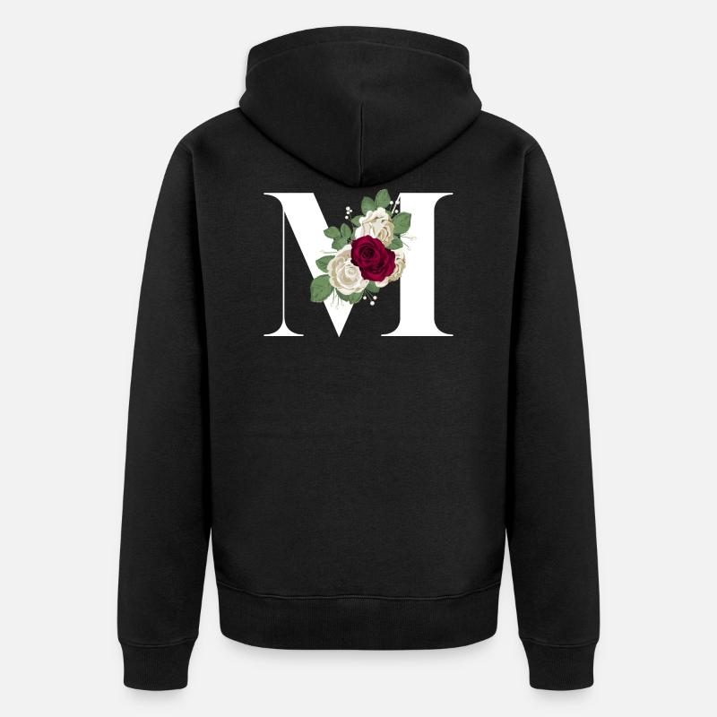 lettre M fleuris - Veste à capuche bio Premium Unisexe - noir