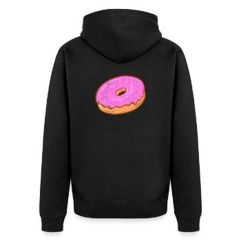 Donut Yummy Pink Cream Food Lover Geschenkidee - Unisex Premium Bio Zip Hoodie - Schwarz - Hinten - Nico (187cm)