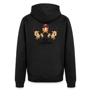 Weihnachten Xmas Christmas Santa - Unisex Premium Bio Zip Hoodie - Schwarz - Hinten - Nico (187cm)