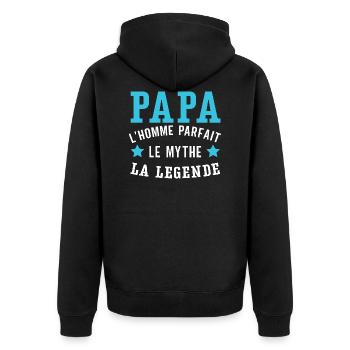 Papa l'homme parfait cadeau homme humour père - Veste à capuche bio Premium Unisexe - noir - Dos - Nico (187cm)