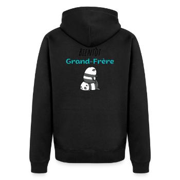 bientôt grand frère cadeau pour future grand frère - Veste à capuche bio Premium Unisexe - noir - Dos - Nico (187cm)
