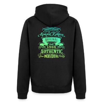 Geburtstag Retro Vintage 1966 - Unisex Premium Bio Zip Hoodie - Schwarz - Hinten - Nico (187cm)
