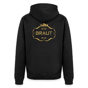 Braut - Unisex Premium Bio Zip Hoodie - Schwarz - Hinten - Nico (187cm)