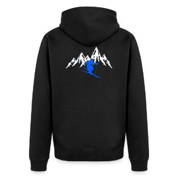 Ski Berg - Unisex Premium Bio Zip Hoodie - Schwarz - Hinten - Nico (187cm)