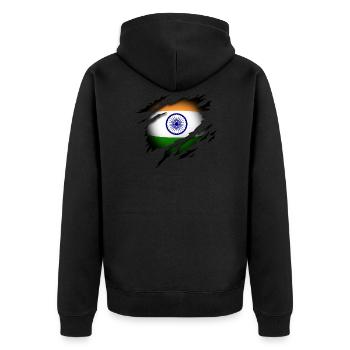 India at heart - Unisex Premium Organic Zip Hoodie - black - Back - Nico (187cm)