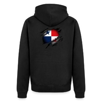 Le Panama dans l’âme - Veste à capuche bio Premium Unisexe - noir - Dos - Nico (187cm)