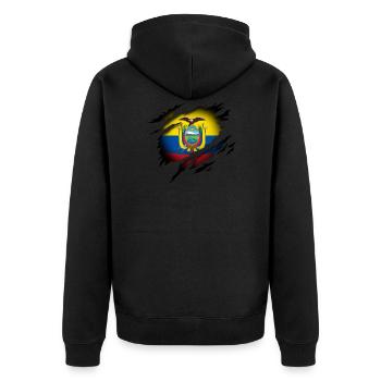 Ecuador im Herzen - Unisex Premium Bio Zip Hoodie - Schwarz - Hinten - Nico (187cm)