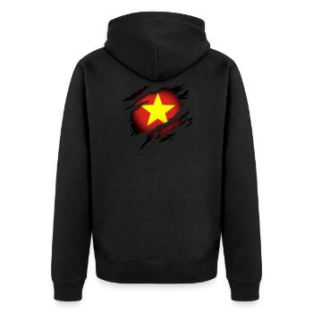 Le Vietnam dans l’âme - Veste à capuche bio Premium Unisexe - noir - Dos - Nico (187cm)
