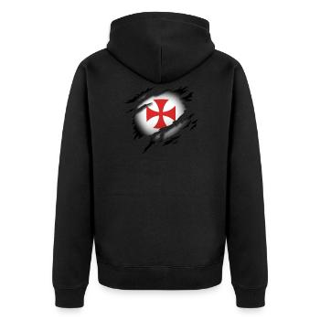 Knights Templar at heart - Unisex Premium Organic Zip Hoodie - black - Back - Nico (187cm)