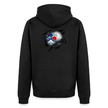 Japan Great Wave at Heart - Unisex Premium Organic Zip Hoodie - black - Back - Nico (187cm)
