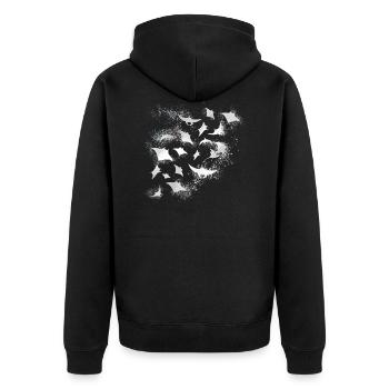rayons, essaim de rayons, blanc, mer, graffiti, peinture, - Veste à capuche bio Premium Unisexe - noir - Dos - Nico (187cm)