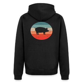 Cochon Cochon Cochon Cadeau Rétro - Veste à capuche bio Premium Unisexe - noir - Dos - Nico (187cm)