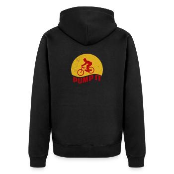 Mountainbike Pump it Pump Track Lustiges Geschenk - Unisex Premium Bio Zip Hoodie - Schwarz - Hinten - Nico (187cm)