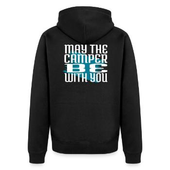 camping gift happy camping camp humor rafting - Unisex Premium Organic Zip Hoodie - black - Back - Nico (187cm)