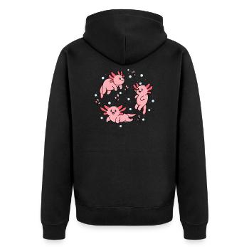 Happy Axolotl - Unisex Premium Organic Zip Hoodie - black - Back - Nico (187cm)