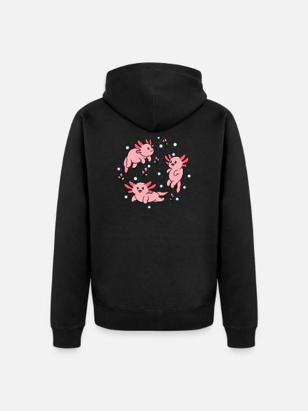Happy Axolotl - Unisex Premium Organic Zip Hoodie - black