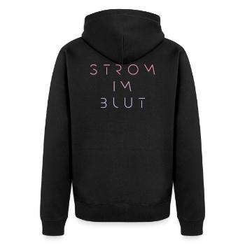 Strom im Blut - Elektroauto pastell - Unisex Premium Bio Zip Hoodie - Schwarz - Hinten - Nico (187cm)