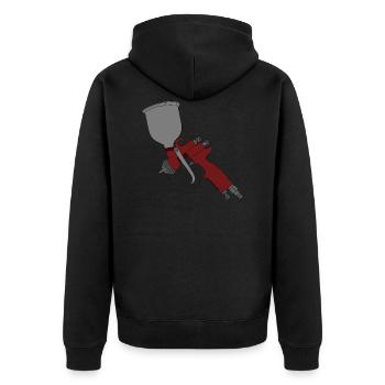 Lackierer | Lackierpistole - Unisex Premium Bio Zip Hoodie - Schwarz - Hinten - Nico (187cm)