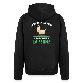 Le Vie Est Belle Quand On Est à La Ferme Chèvres - Veste à capuche bio Premium Unisexe - noir - Dos - Nico (187cm)