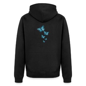 Butterfly Blue Monarch Butterfly Tattoo - Unisex Premium Organic Zip Hoodie - black - Back - Nico (187cm)