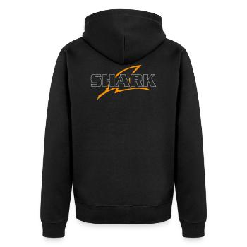 HAI - Unisex Premium Bio Zip Hoodie - Schwarz - Hinten - Nico (187cm)