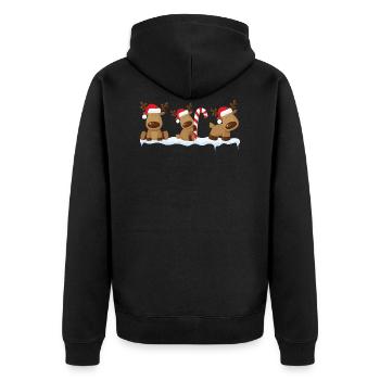 Weihnachtliche Rentiere - Unisex Premium Bio Zip Hoodie - Schwarz - Hinten - Nico (187cm)