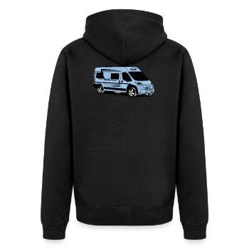 Kastenwagen Van 6m HBL - Unisex Premium Bio Zip Hoodie - Schwarz - Hinten - Nico (187cm)