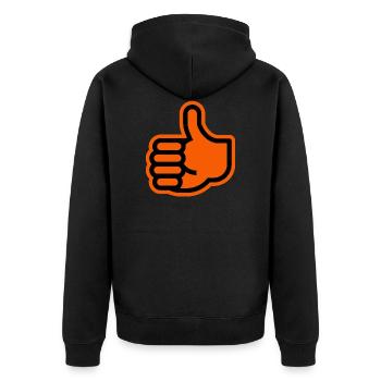 Daumen hoch - Unisex Premium Bio Zip Hoodie - Schwarz - Hinten - Nico (187cm)