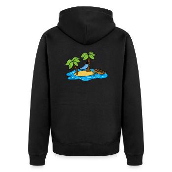 île avec des palmiers un hamac et un bateau - Veste à capuche bio Premium Unisexe - noir - Dos - Nico (187cm)