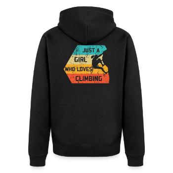 Juste une fille qui aime grimper rétro Climber - Veste à capuche bio Premium Unisexe - noir - Dos - Nico (187cm)