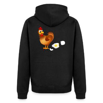 a hen puts a funny egg gift - Unisex Premium Organic Zip Hoodie - black - Back - Nico (187cm)