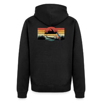 MTB - MTB - The mountain path - Unisex Premium Organic Zip Hoodie - black - Back - Nico (187cm)