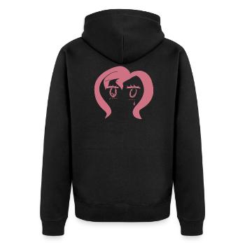 rosa haare - Unisex Premium Bio Zip Hoodie - Schwarz - Hinten - Nico (187cm)