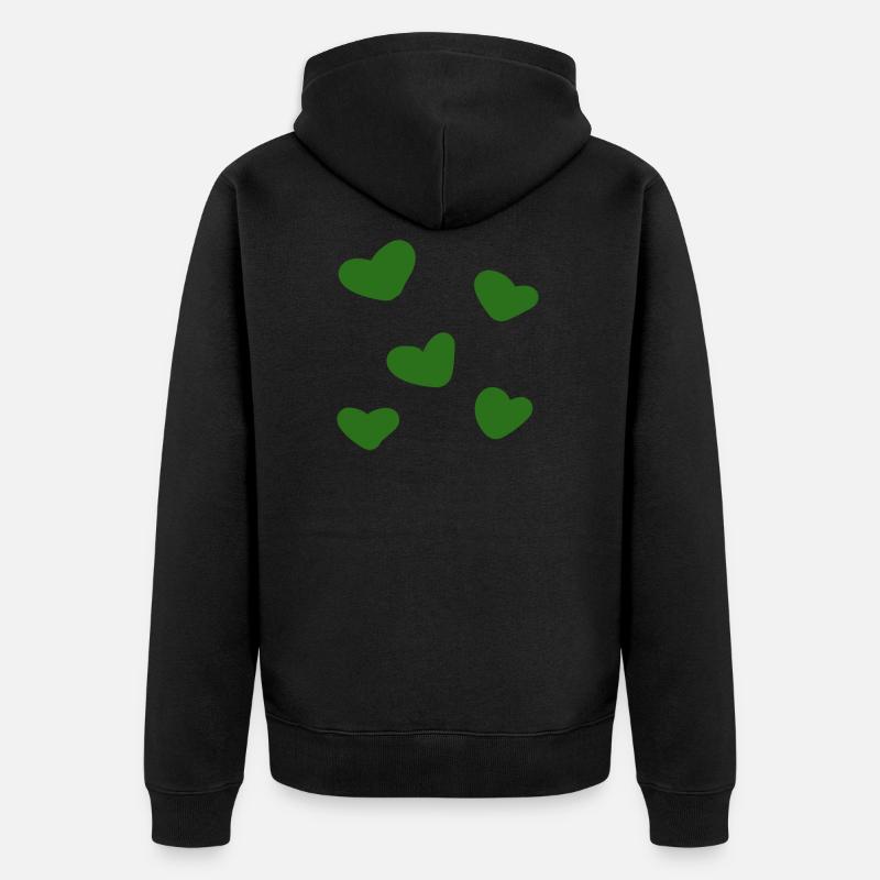 cœurs verts - Veste à capuche bio Premium Unisexe - noir